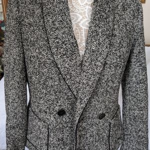 Talbots Black and Gray Jacket/Blazer